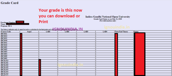 ignou assignment grade card result